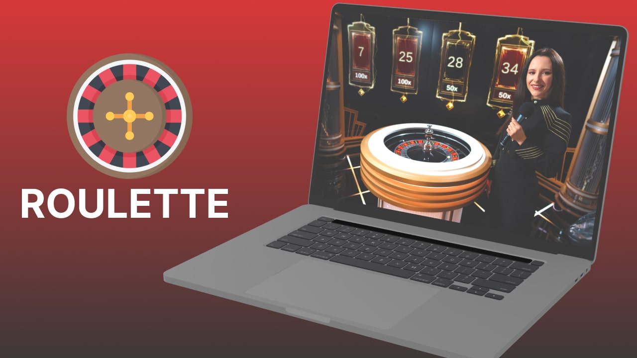 online casino live roulette studio with live dealer and spinning roulette wheel