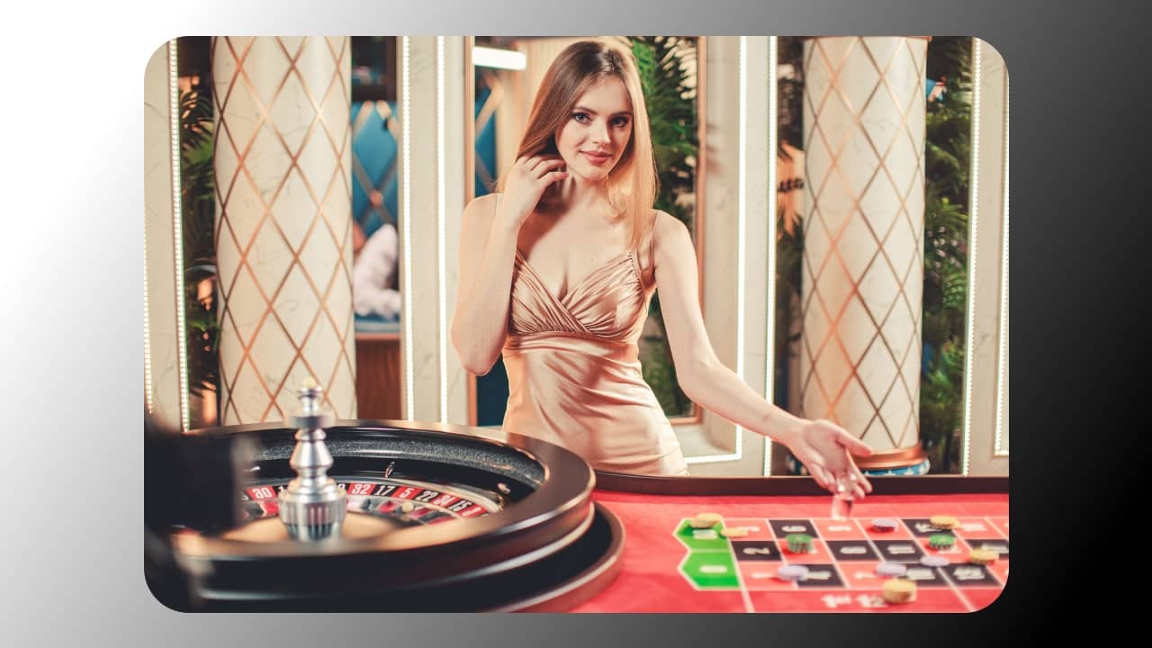 Live casino female dealer showing how to play online casino roulette