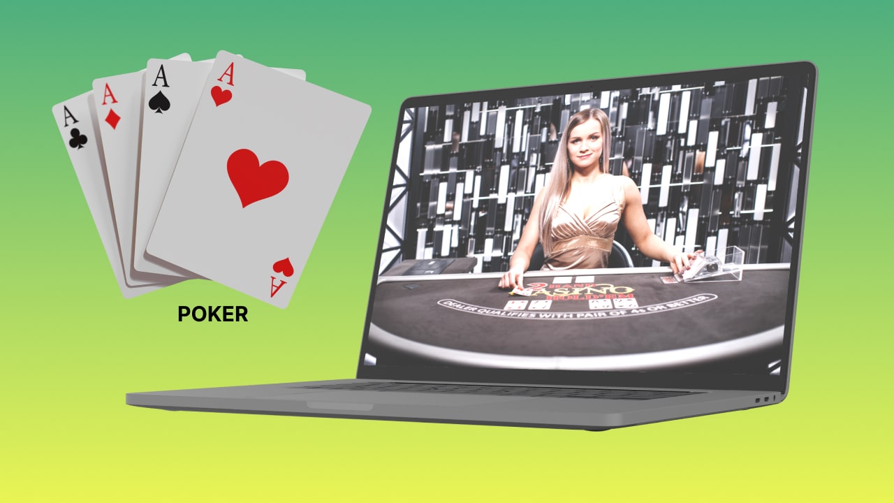 female online live casino poker dealer dealing poker cards