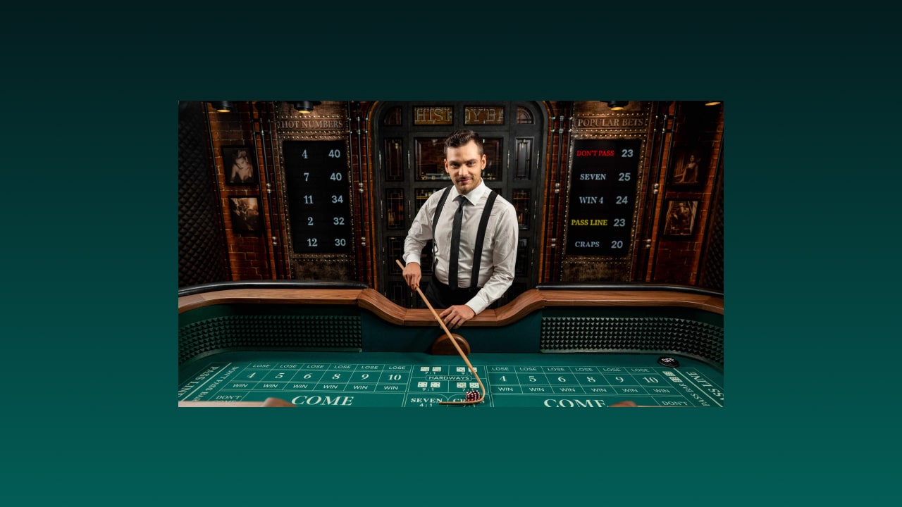 Online casino craps live dealer rolling dice on the craps table