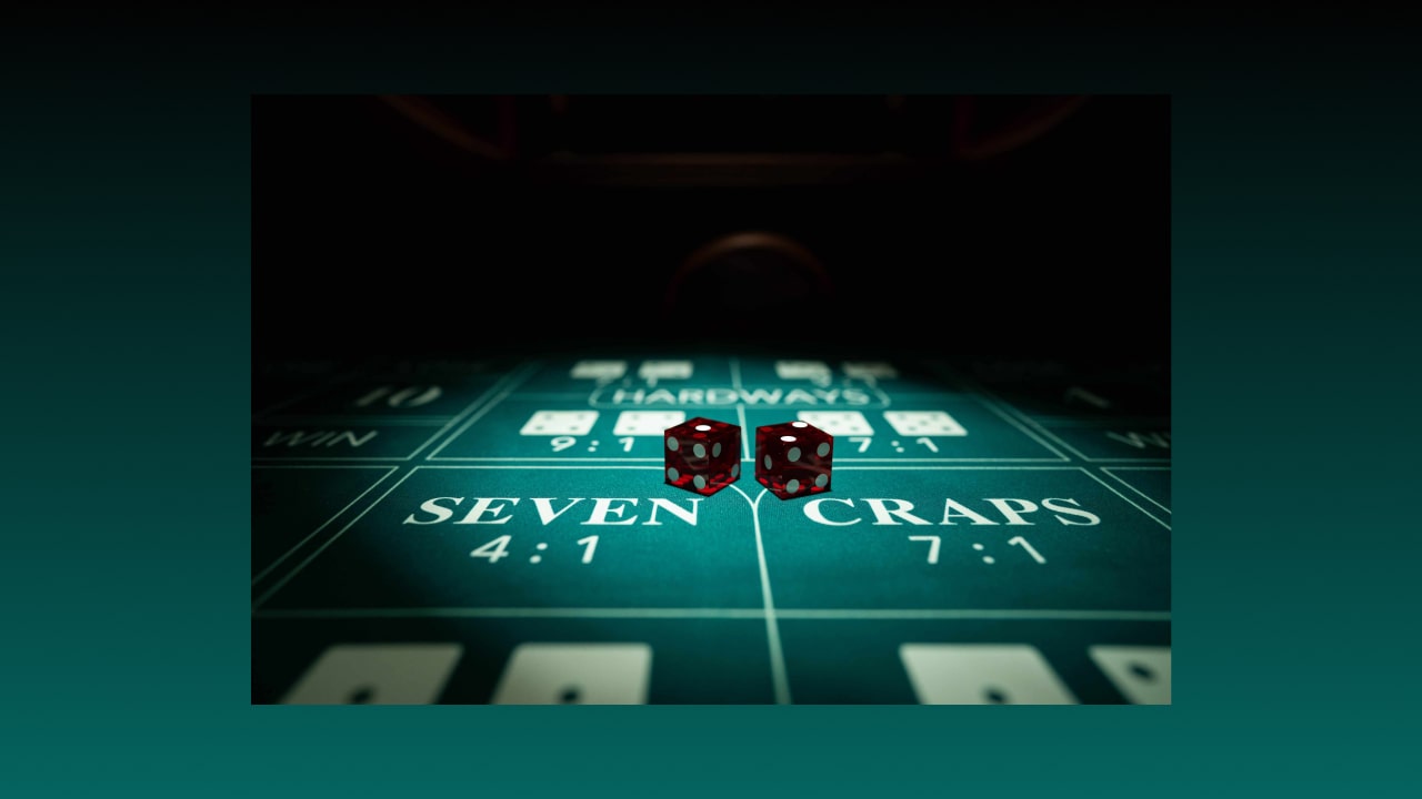 dice and numbers on online casino craps table