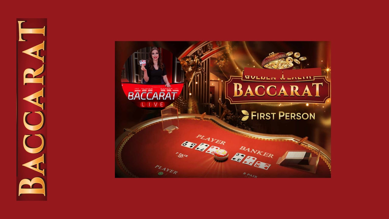 online casino baccarat game studio and live dealer holding cards