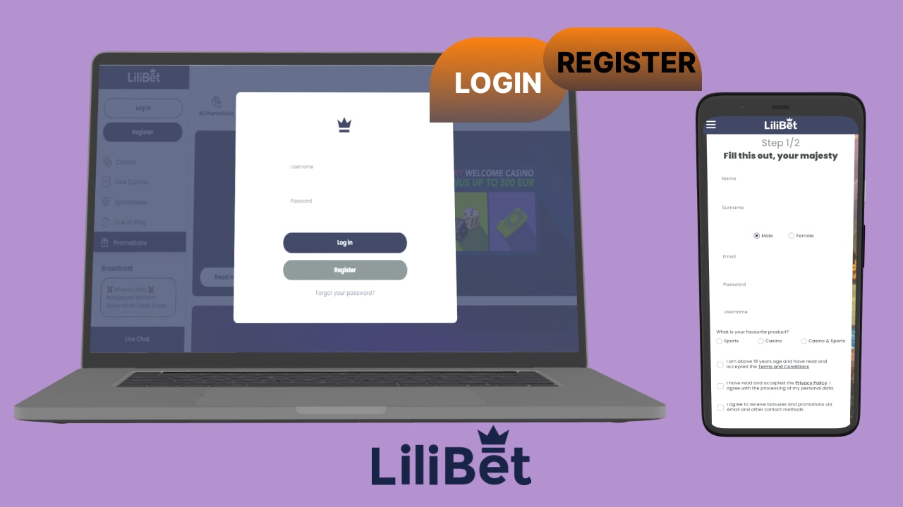 LiliBet casino login page on desktop and mobile
